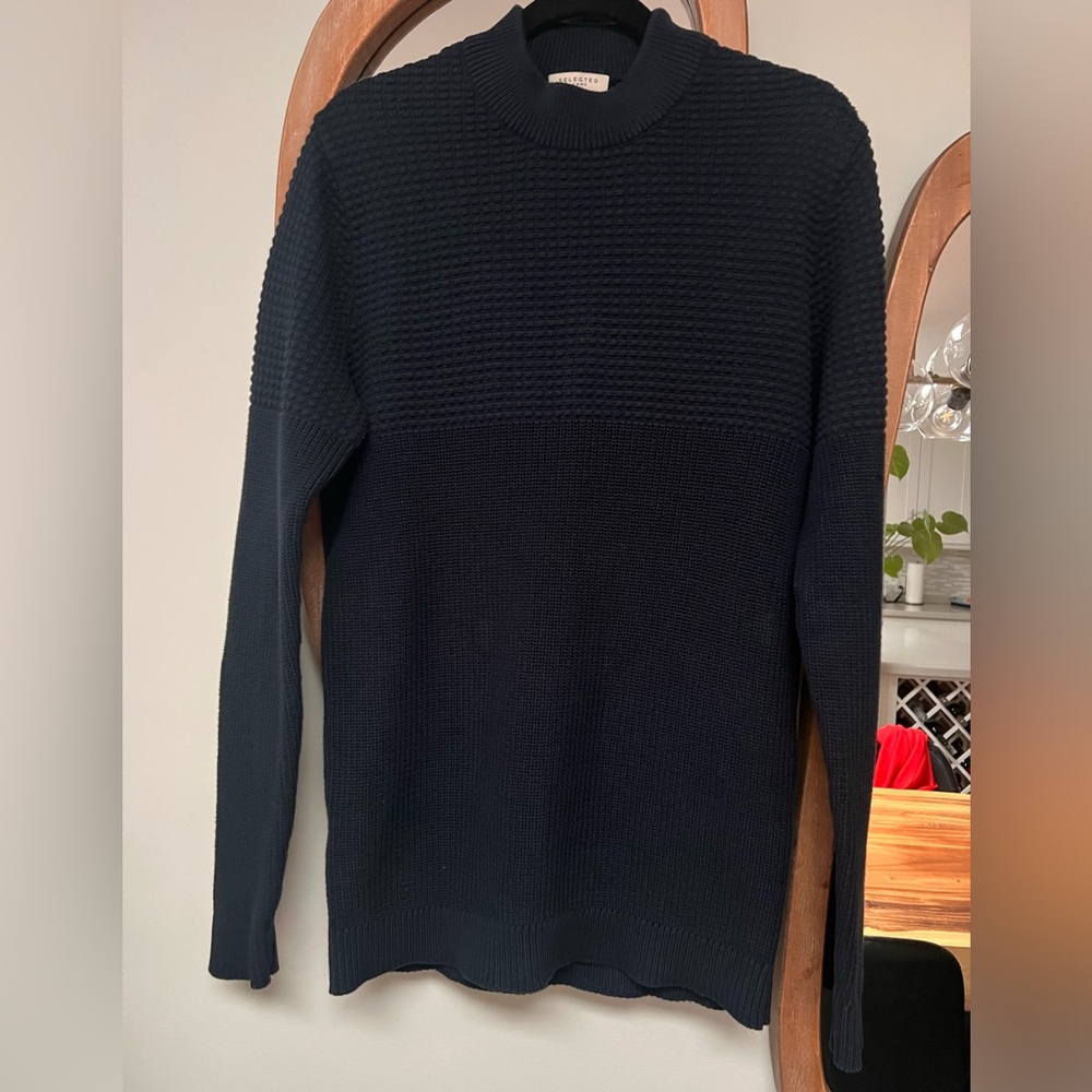 Selected Homme Textured Navy Sweater